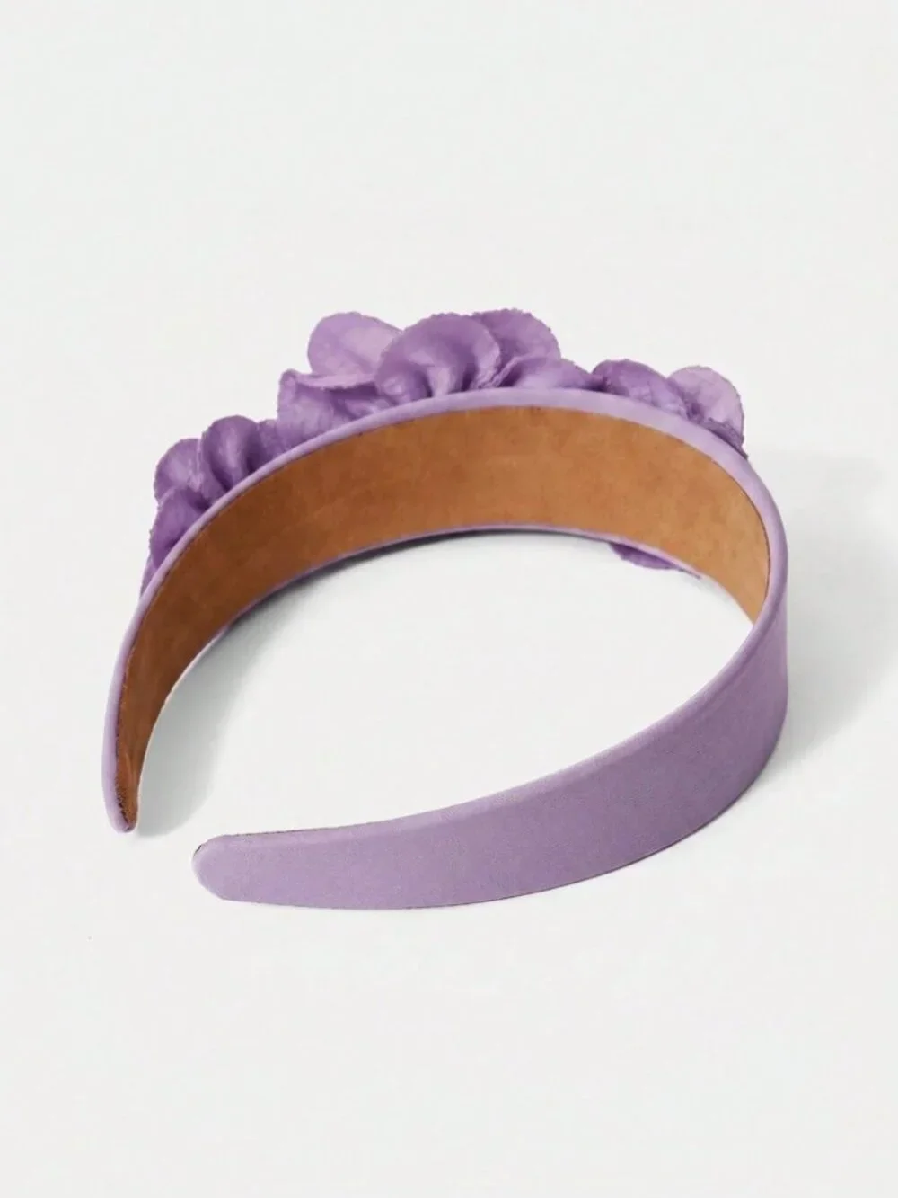 Lavender Pleated Flower Headband with Pearl Centers